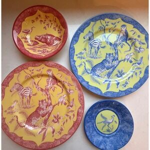 Lynn Chase African Inspirations Dinner Plates Bowl Salad Plate Set‎ of 4 England
